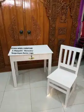 Paket Set Meja Laci Kursi Komputer Kerja Kantor Kasir Belajar Kayu #SD