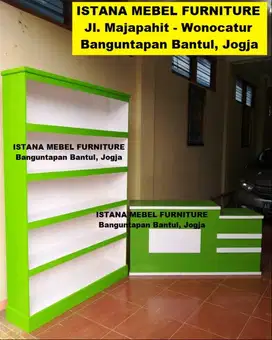 Paket Set Meja Kasir Almari Lemari Rak Etalase Toko Kios Warung (dpk)