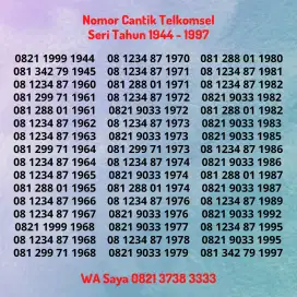Nomor Cantik Kartu Perdana Telkomsel Seri Ekor Akhiran Tahun 1944-2024