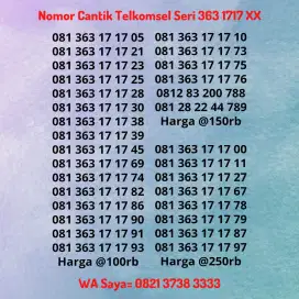 Nomor Cantik Kartu Perdana Telkomsel Simpati Seri 1717 Tengah 363 ABAB