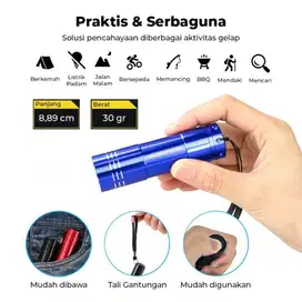 Souvenir Lampu Senter Camping Kecil Mini 9 LED Putih