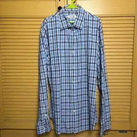 KEMEJA PRIA TANGAN PANJANG FORMAL KOTAK BIRU PUTIH