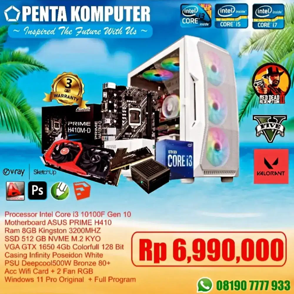 PC Core i3 Gen 10 (GTX 1650 4GB)