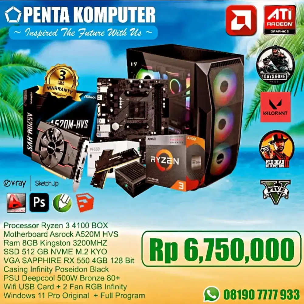 PC Ryzen 3 (RX 550 4Gb)
