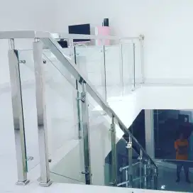 Railing kaca reling balkon stenlis & kanopi solarflat spandek alderon
