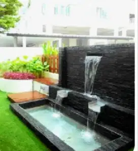 Kolam ikan minimalis dan taman
