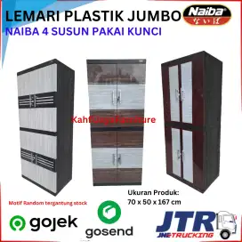 Lemari Pakaian Plastik Naiba Jumbo Pakai Kunci Anti Rayap Anti Air COD