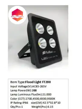 LAMPU SOROT FULLUX LED 200WATT IP 66