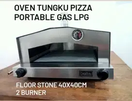 Oven Tungku Pizza Portable Gas LPG ukuran 40x40cm 2 Burner