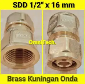 SDD Sok Sock Drat Dalam Lurus Air Panas Kuningan 1/2 x 16 mm Onda