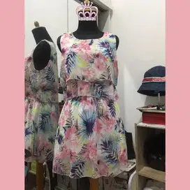Dress Chiffon Pink Flowe Original Korea