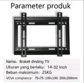 Breket/bracket tv LED 19-43+pasang