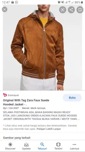 Jaket Zara Faux Suede original