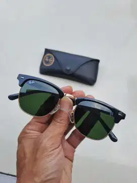 Kacamata Ray-Ban club master frame hitam-kuning kaca hijau sz 51