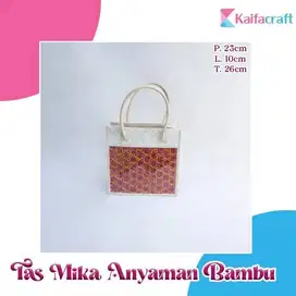 Tas Hampers/Souvenir Lapis Kombinasi Anyaman Bambu