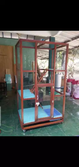 Kandang kucing maincoon kayu mahoni GSK