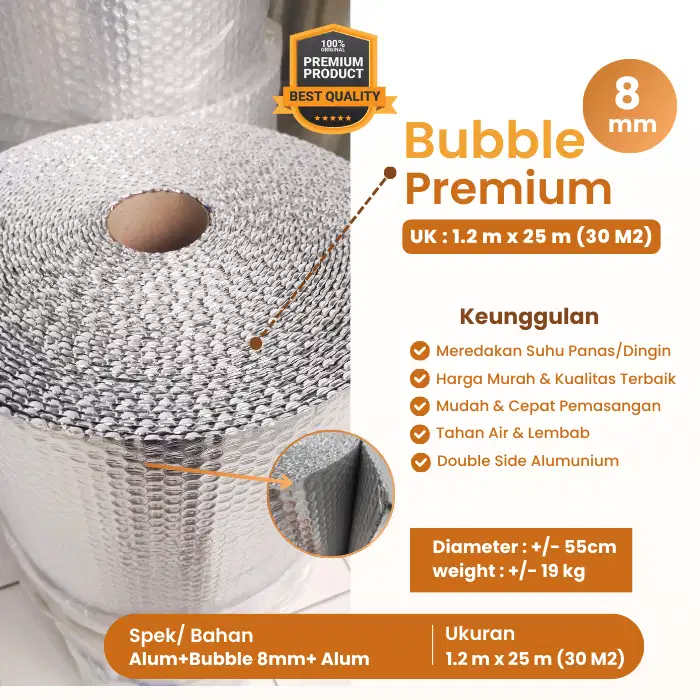 Alumunium BUBBLE PREMIUM 4MM - Peredam Panas Atap Rumah