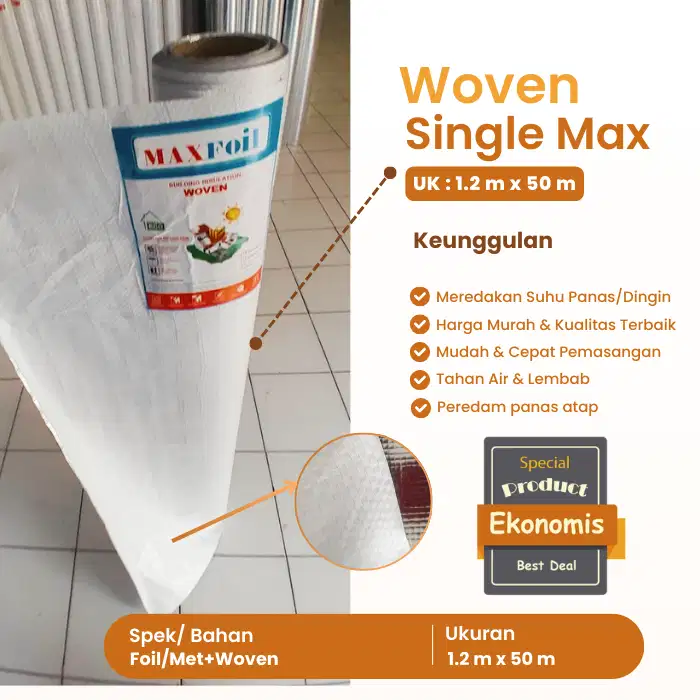 Alumunium WOVEN SINGLE MAX - Peredam Panas Atap Rumah