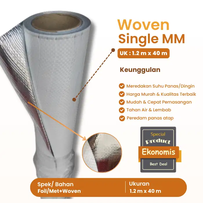 Alumunium WOVEN SINGLE MM - Peredam Panas Atap Rumah