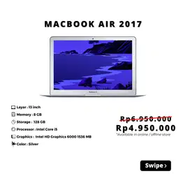 Macbook Air 2017 RAM 8/128 GB