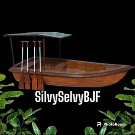 sedia perahu dayung sampan  ukiran model kayu bahan fiberglas