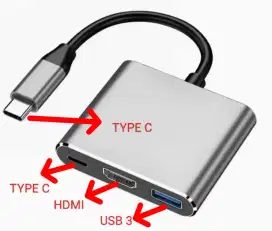 ADAPTER KONVERTER (CONVERTER) TYPE C TO HDMI (3 IN 1)