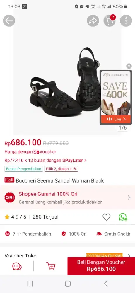 Sepatu sendal bucceri