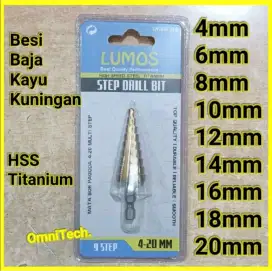 Mata Bor Pagoda Susun HSS Besi Metal Baja Kuningan Kayu 4 - 20 mm 4-20