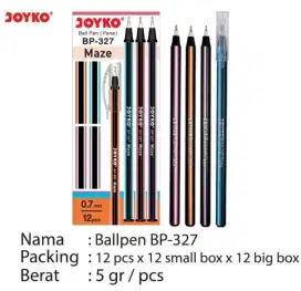 Pulpen pena Murah merk Joyko 327 Hitam 1 lusin isi 12 pcs