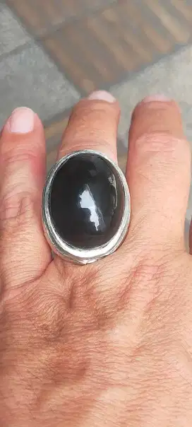 Batu Giok black Jade Aceh Indocrase jumbo 30 × 20 × 12 mm ring alpaka