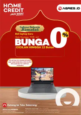 Cicilan bunga 0% laptop di agres dan bisa bebas 1x cicilan