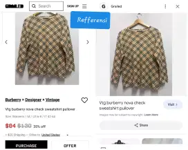 Auth burberry nova check long sleeve