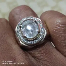 Yakut putih srilangka/white safir selon ring perak swasa