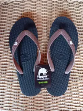 Sandal Jepit Pria Fipper Walker Black / Brown Havana