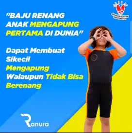 JUAL BAJU RENANG MENGAPUNG ! RANURA KIDS HANYA 115 RIBU