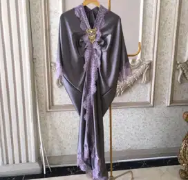 Kaftan Premium warna ungu keabuan