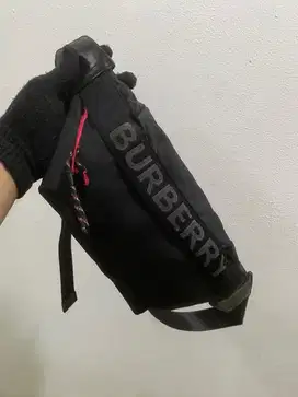 Waistbag burberry nylon mix leather big logo