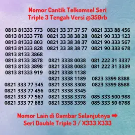 Nomor Cantik Kartu Perdana Telkomsel Seri Double Triple 3 / 333 Tengah