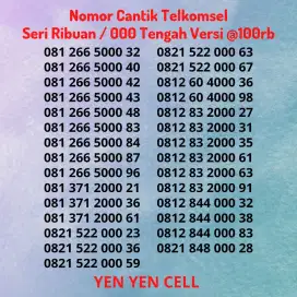 Nomor Cantik Telkomsel Kartu Simpati Seri Triple 0 / 000 / Ribu Ribuan