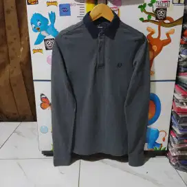 Kaos long sleeve polo shirt FRED PERRY colour dark grey original secon