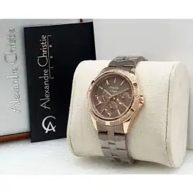Jam tangan wanita Alexandre Christie original ac 2947 coklat ros
