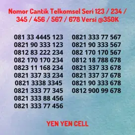 Nomor Cantik Telkomsel Seri Ekor Akhiran 123 234 / 345 456 / 567 678