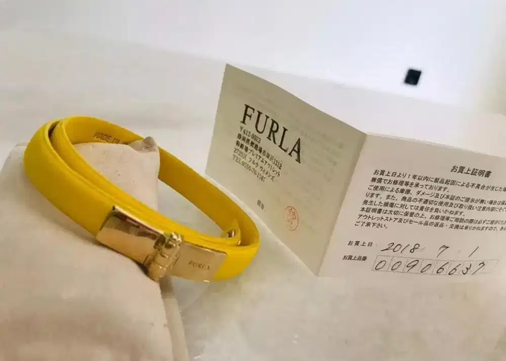 FURLA BRACELET LEATHER WITH GOLD METAL (gelang furla lapis emas)