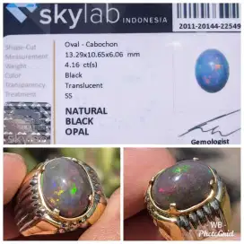 natural honeycomb black opal 4.16 cts ring perak memo SKY lab