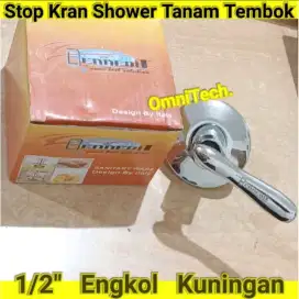 Stop Kran Keran Shower Mandi Tanam Tembok Dinding 1/2 Kuningan Engkol