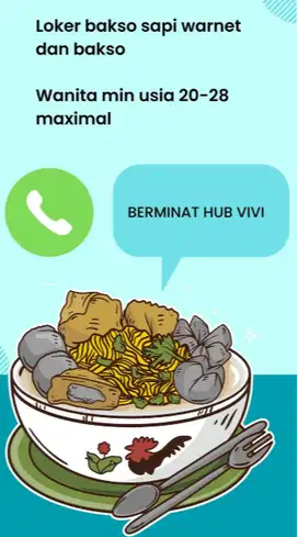 dicari karyawati yang bisa jaga warnet dan bakso