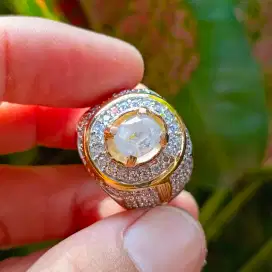Cincin Batu Permata Natural COLORLESS SAPPHIRE Srilanka NH (2,80ct)