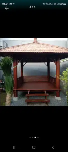 Gazebo gelugu minimalis / gazebo kayu kelapa