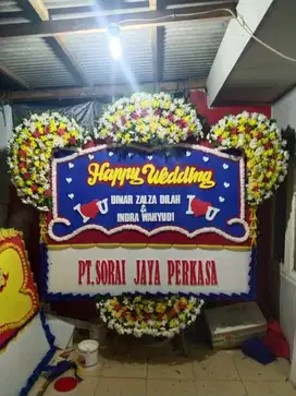 Karangan bunga papan happy wedding - WD207