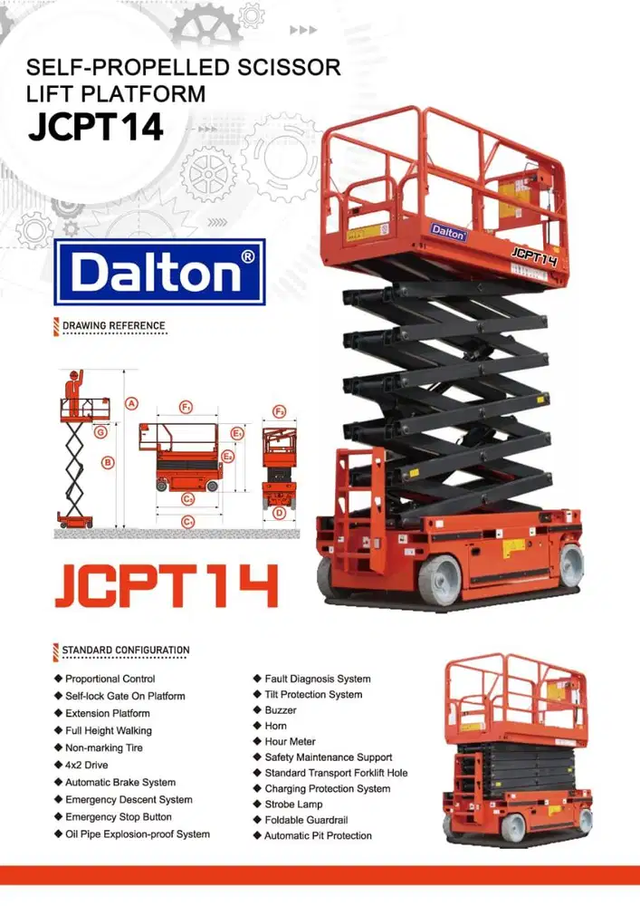 Scissorlif Manlift Electric Tangga Hidrolik Dalton 14 m - 16 m